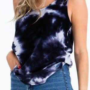 Tie-dye knit top featured in a scoop neckline